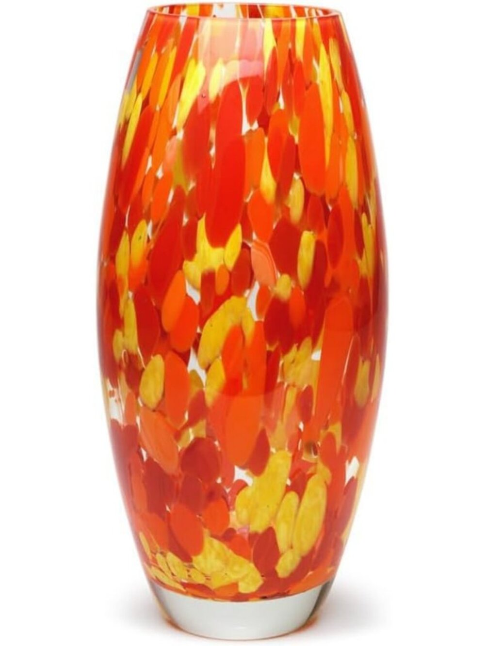 Hand Blown Murano Style Art Glass Vase - Orange Confetti Home Decor Accent